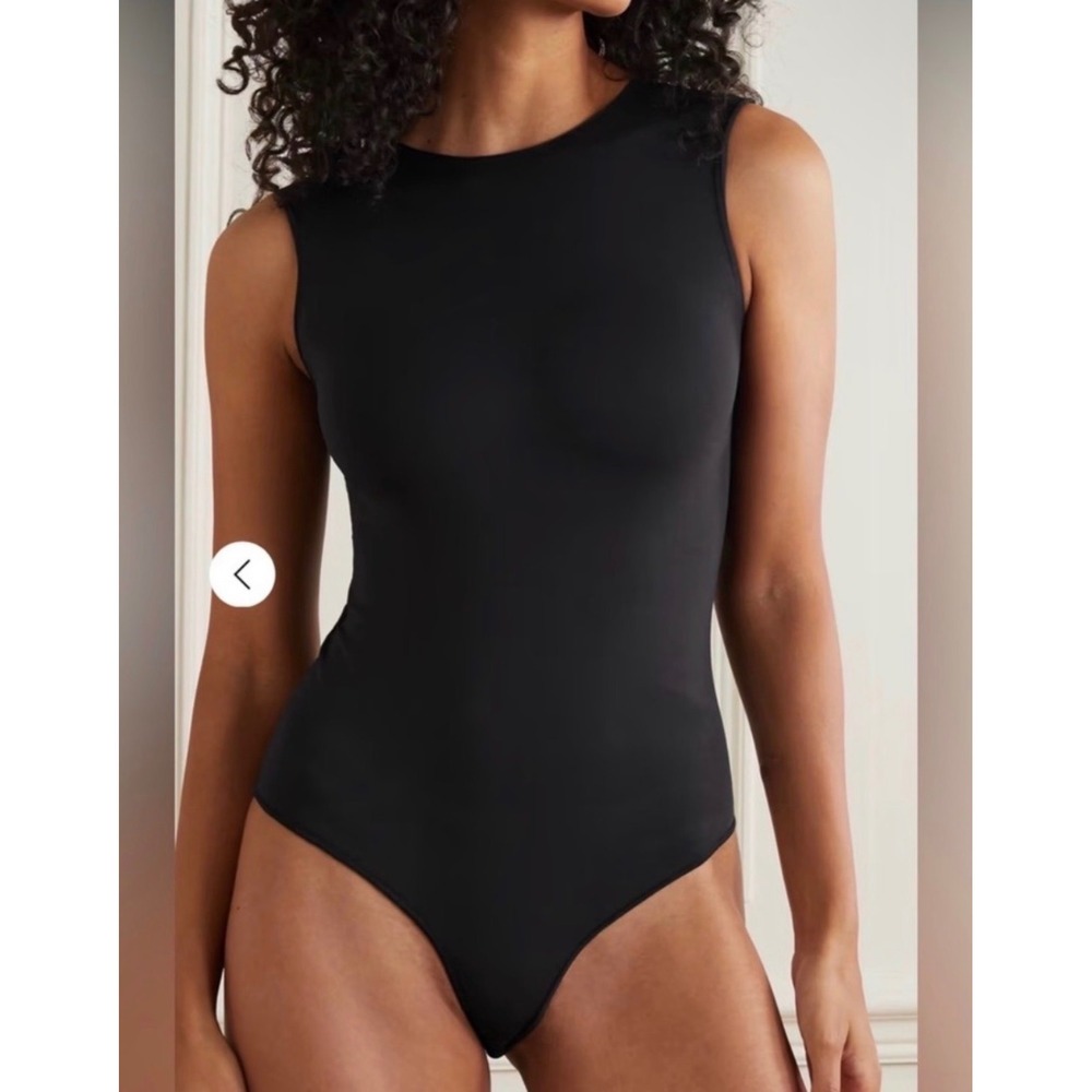 Skims Essential Black Sleeveless Crew Neck Snap‎ Closure Bodysuit XXS/XS